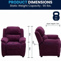 Charlie Padded Arm Recliner for Kids