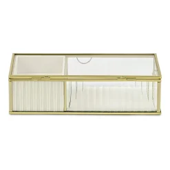 Cheungs Glass Box With Two Padded Compartments Jewelry Organizer