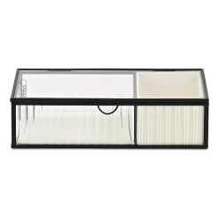 Cheungs Glass Box With Two Padded Compartments Jewelry Organizer