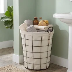 Cheungs Lined Metal Wire Laundry Basket