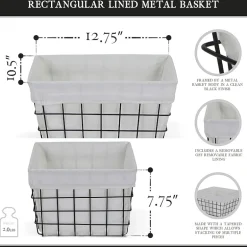 Cheungs Lined Rectangular Metal Basket