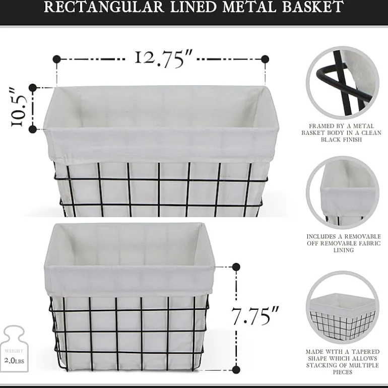 Cheungs Lined Rectangular Metal Basket