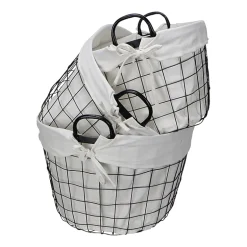 Cheungs Set Of 3 Lined Oval Wire Baskets