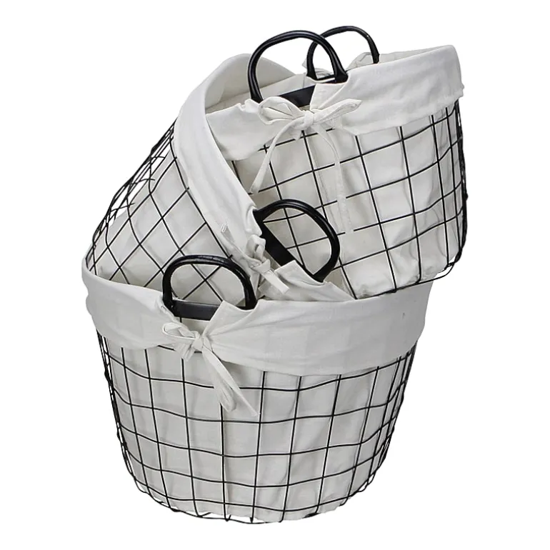 Cheungs Set Of 3 Lined Oval Wire Baskets
