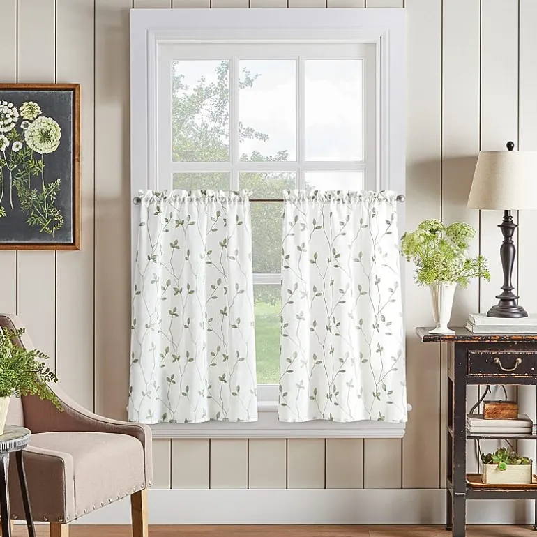 CHF Botanical Embroidery 2-pc. Rod Pocket Window Tier