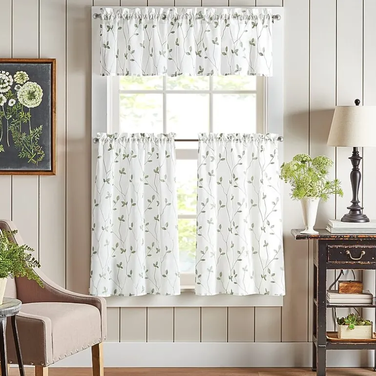 CHF Botanical Embroidery 2-pc. Rod Pocket Window Tier