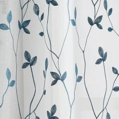CHF Botanical Embroidery Rod Pocket Embroidered Sheer Set of 2 Curtain Panel