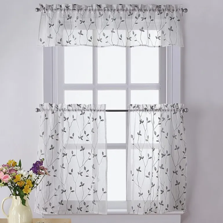 CHF Botanical Embroidery Rod Pocket Tailored Valance