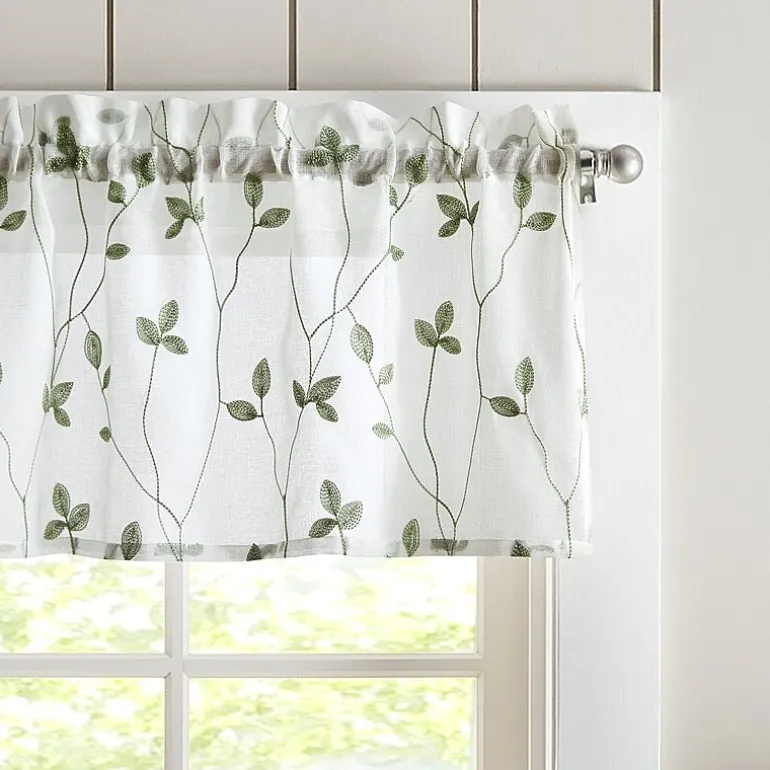 CHF Botanical Embroidery Rod Pocket Tailored Valance