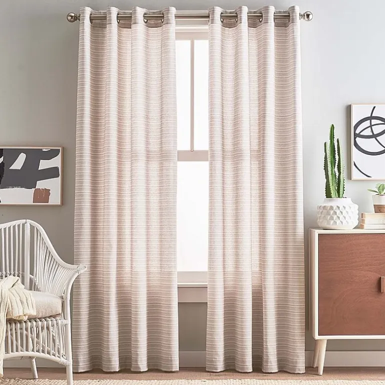 CHF Cargo Stripe Grommet Top Light-Filtering Set of 2 Curtain Panel
