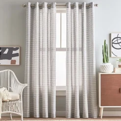 CHF Cargo Stripe Grommet Top Light-Filtering Set of 2 Curtain Panel