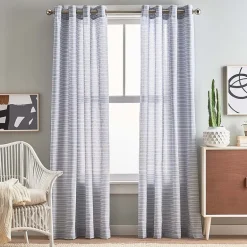 CHF Cargo Stripe Grommet Top Light-Filtering Set of 2 Curtain Panel