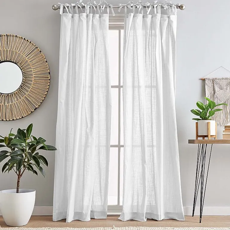 CHF 100% Cotton Tie Top Sheer Set of 2 Curtain Panel