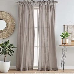 CHF 100% Cotton Tie Top Sheer Set of 2 Curtain Panel
