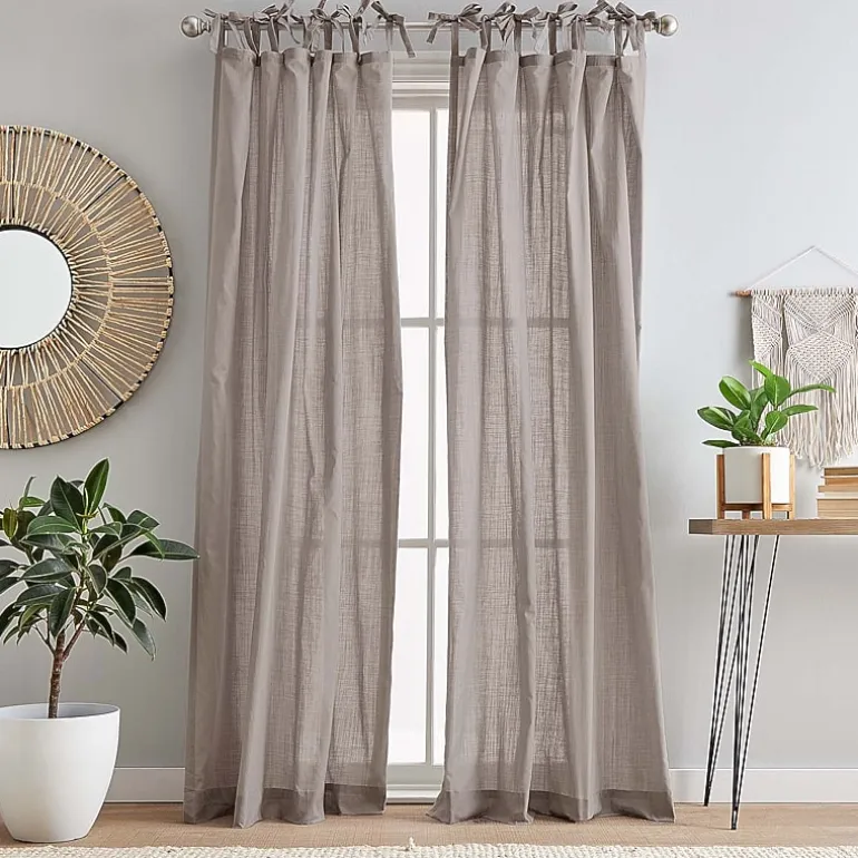 CHF 100% Cotton Tie Top Sheer Set of 2 Curtain Panel