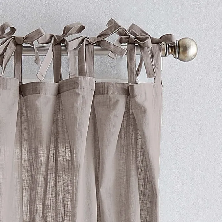 CHF 100% Cotton Tie Top Sheer Set of 2 Curtain Panel