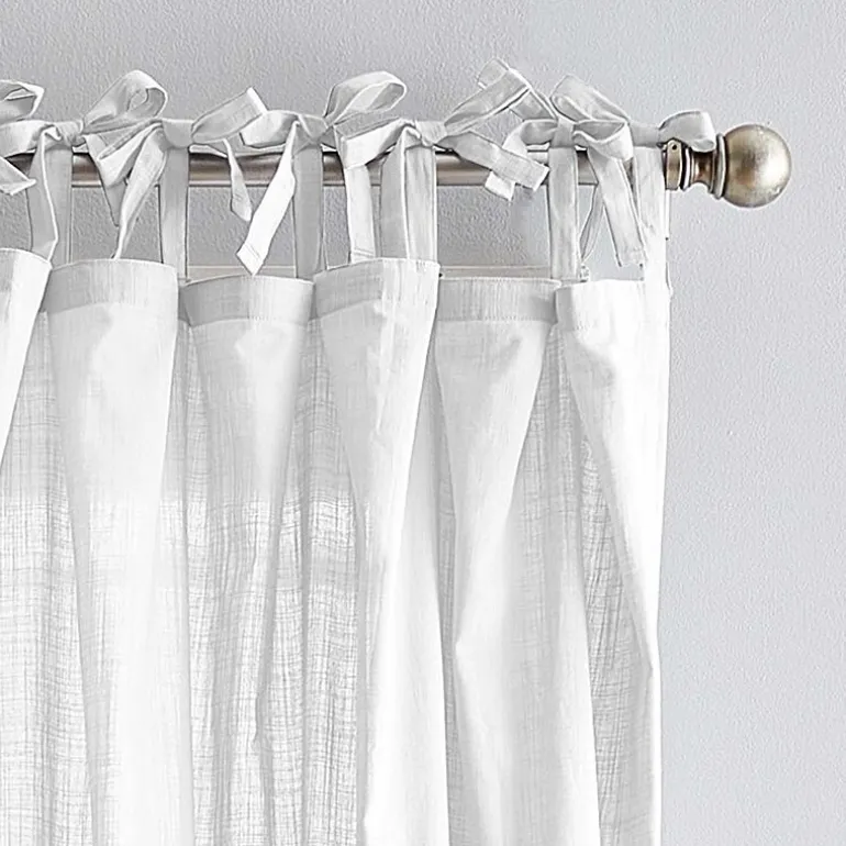 CHF 100% Cotton Tie Top Sheer Set of 2 Curtain Panel