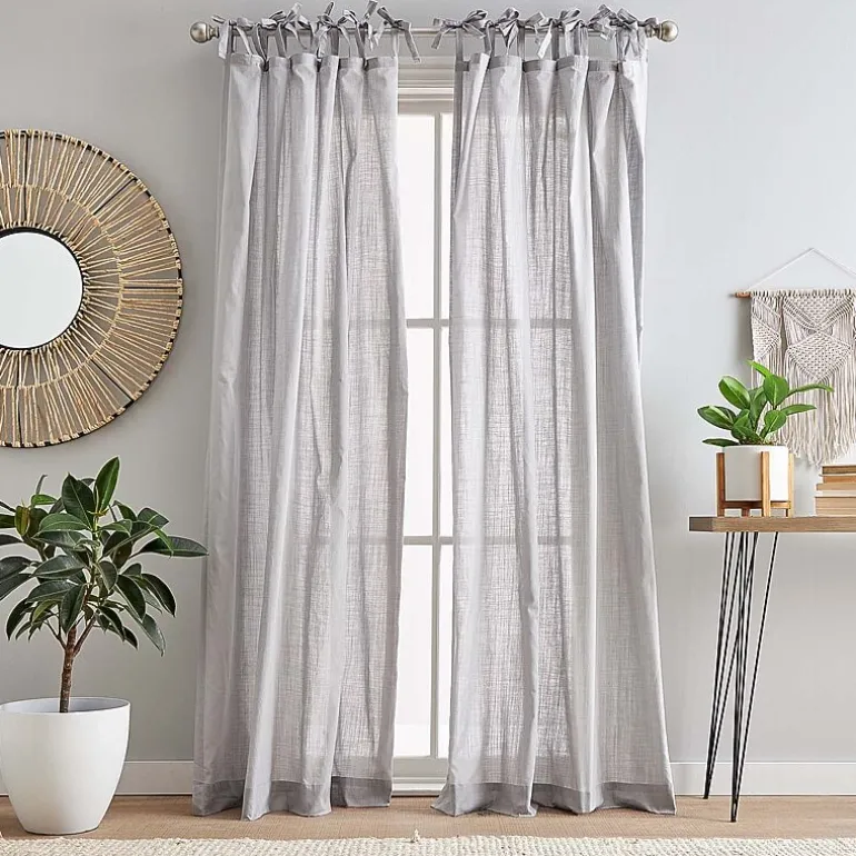 CHF 100% Cotton Tie Top Sheer Set of 2 Curtain Panel