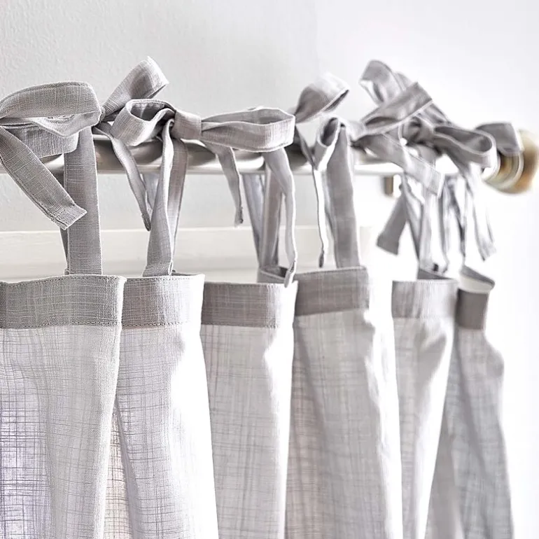 CHF 100% Cotton Tie Top Sheer Set of 2 Curtain Panel