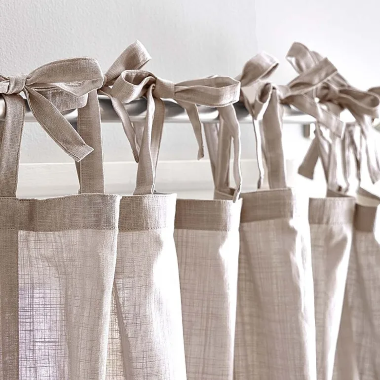 CHF 100% Cotton Tie Top Sheer Set of 2 Curtain Panel