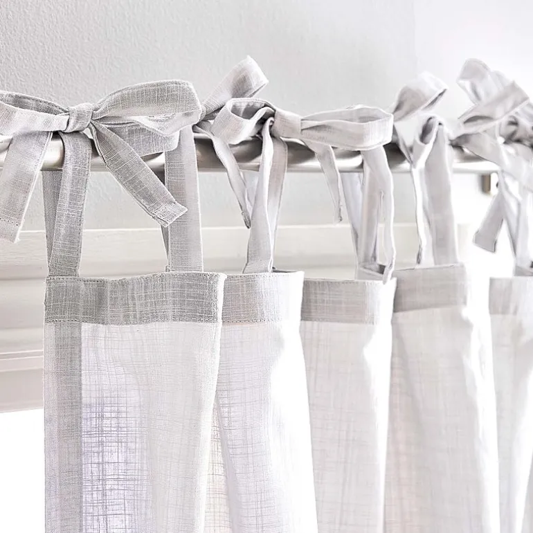CHF 100% Cotton Tie Top Sheer Set of 2 Curtain Panel