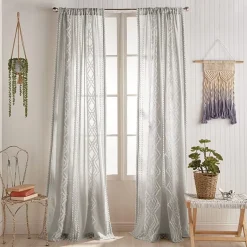 CHF Cut Geo Rod Pocket Light-Filtering Set of 2 Curtain Panel
