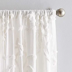 CHF Gates Tufted Chenille Rod Pocket Embroidered Light-Filtering Set of 2 Curtain Panel