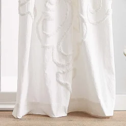 CHF Gates Tufted Chenille Rod Pocket Embroidered Light-Filtering Set of 2 Curtain Panel
