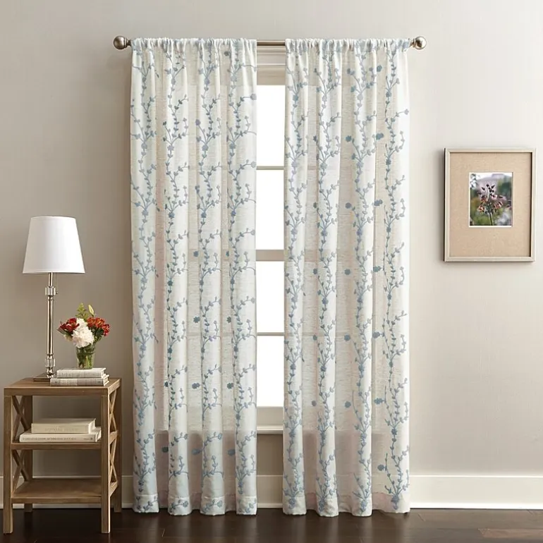 CHF Lynette Rod Pocket Embroidered Light-Filtering Single Curtain Panel