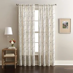 CHF Lynette Rod Pocket Embroidered Light-Filtering Single Curtain Panel