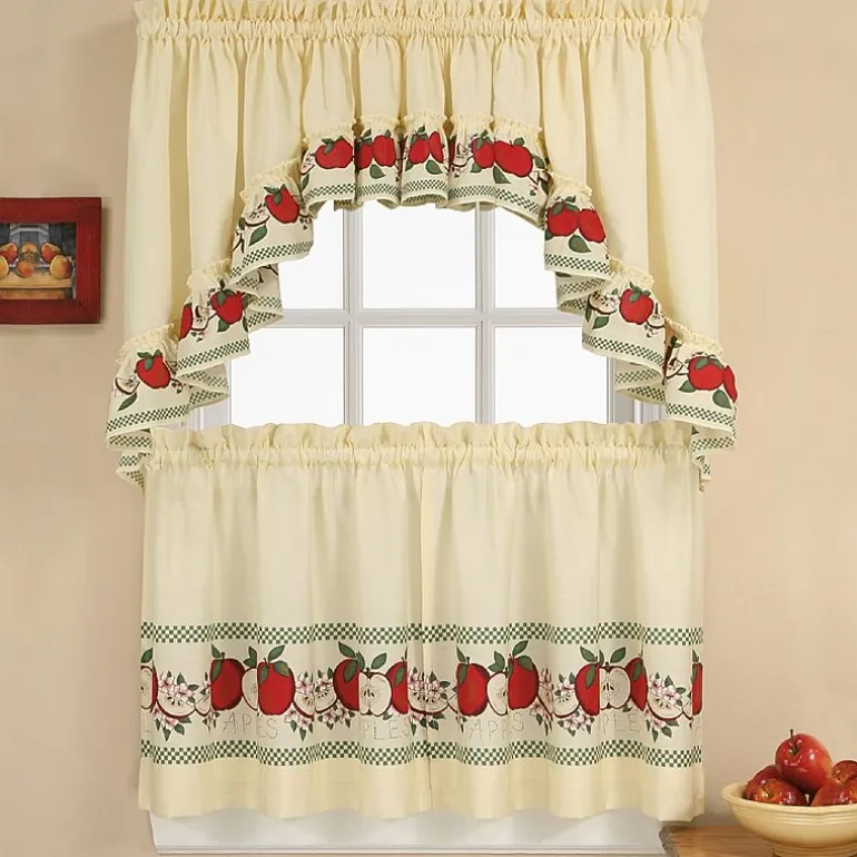 CHF Red Delicious 3-pc. Rod Pocket Kitchen Curtains & Drapes Window Set