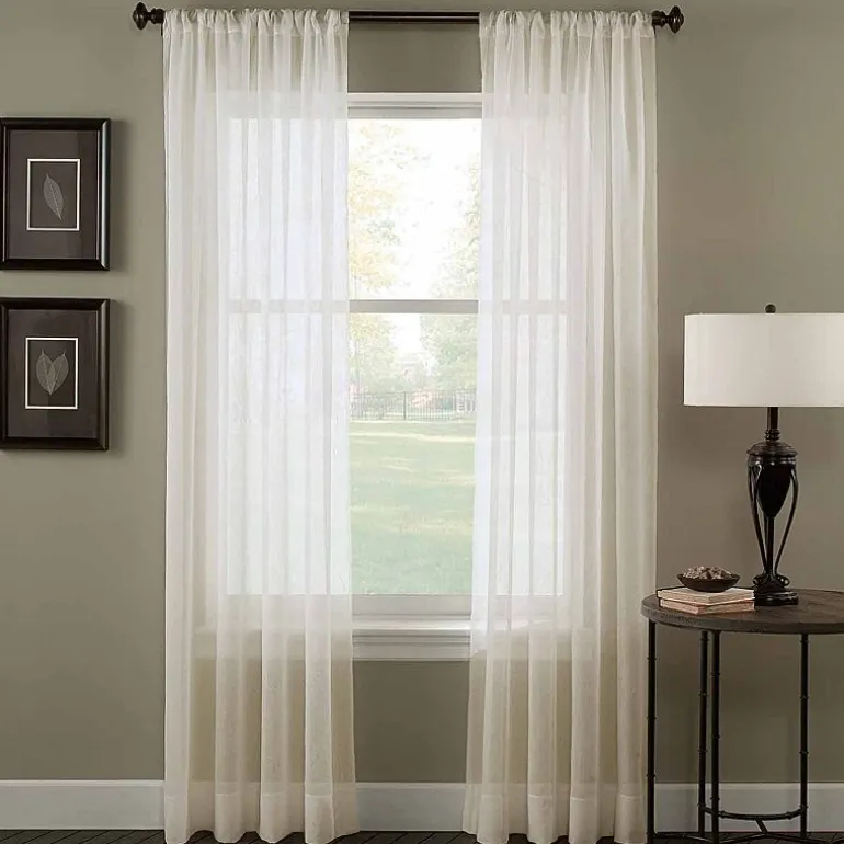 CHF Trinity Crinkle Voile Rod Pocket Sheer Single Curtain Panel