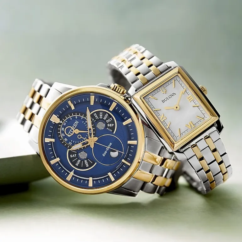 Citizen Calendrier Mens Two Tone Stainless Steel Bracelet Watch Bu0054-52l