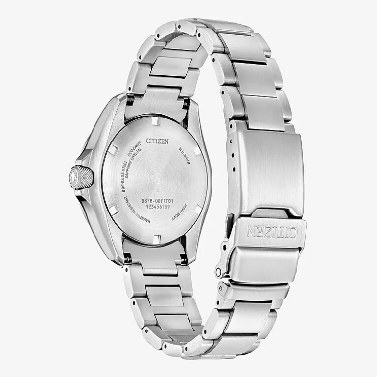 Citizen Land Mens Silver Tone Stainless Steel Bracelet Watch Bj7150-50w