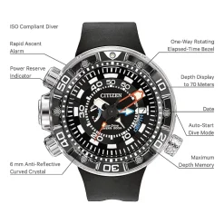 Citizen Promaster Aqualand Mens Multi-Function Black Strap Watch Bn2029-01e