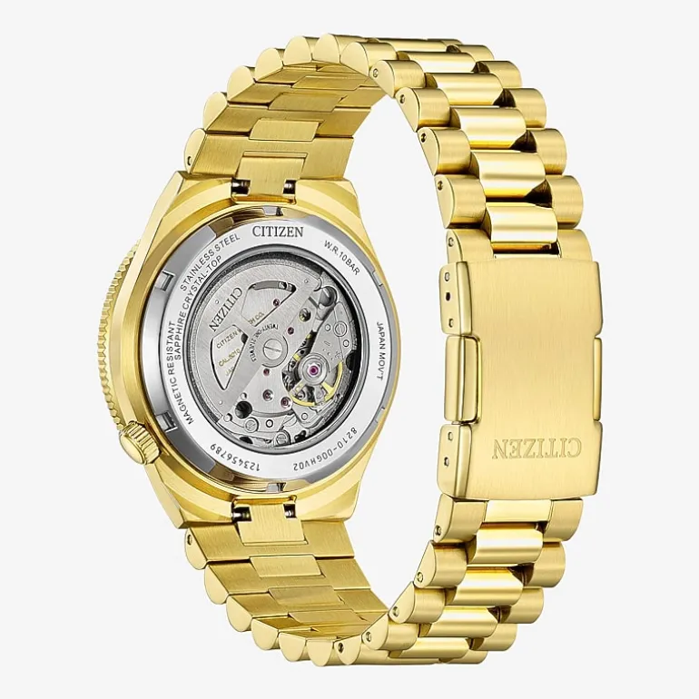 Citizen Sport Luxury Auto Mens Automatic Gold Tone Stainless Steel Bracelet Watch Nj0232-53x