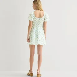 City Triangle Womens Juniors Sweetheart Neck Short Sleeve Flutter Fit + Flare Dress