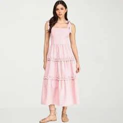 City Triangle Womens Juniors Midi Sleeveless Gingham A-Line Dress