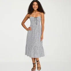 City Triangle Womens Juniors Sweetheart Neck Sleeveless Gingham A-Line Dress