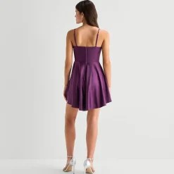 City Triangle Womens Juniors Draped Neck Sleeveless Lined Fit + Flare Dress