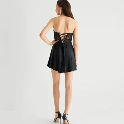 City Triangle Womens Juniors Sweetheart Neck Short Sleeve Embellished Fit + Flare Dress