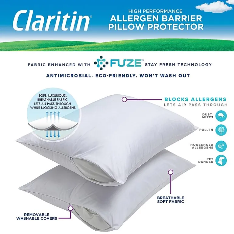 Claritin 2pk Allergen Barrier Pillow Protector