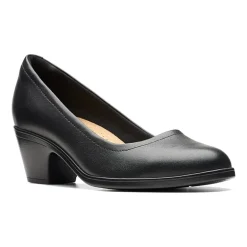 Clarks Emily Ruby Womens Round Closed Toe Block Heel Pumps