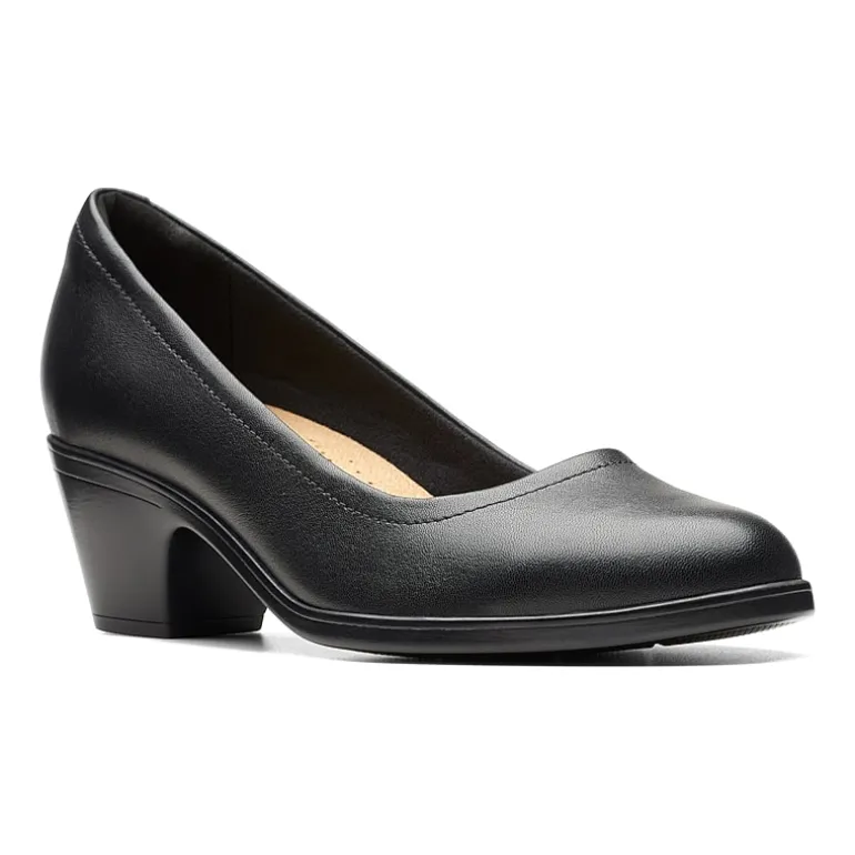 Clarks Emily Ruby Womens Round Closed Toe Block Heel Pumps