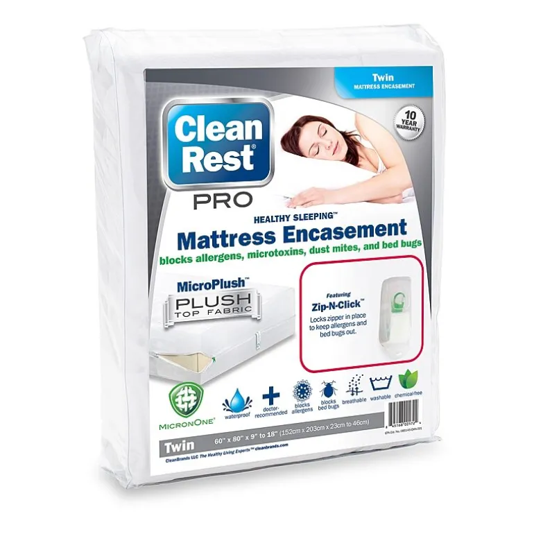 CleanRest Pro Zip Bed Bug Blocker Dust Mite Barrier Breathable Mattress Encasement