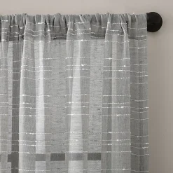Clean Window Clean Window Textured Slub Stripe Rod Pocket Sheer Single Curtain Panel