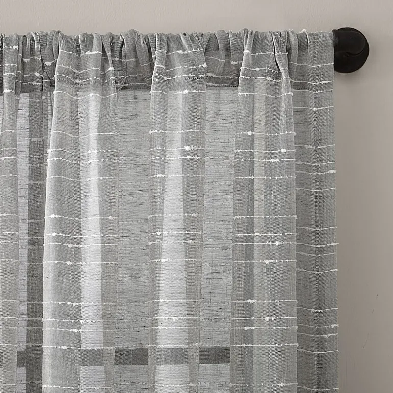 Clean Window Clean Window Textured Slub Stripe Rod Pocket Sheer Single Curtain Panel