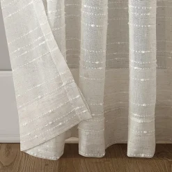 Clean Window Clean Window Textured Slub Stripe Rod Pocket Sheer Single Curtain Panel