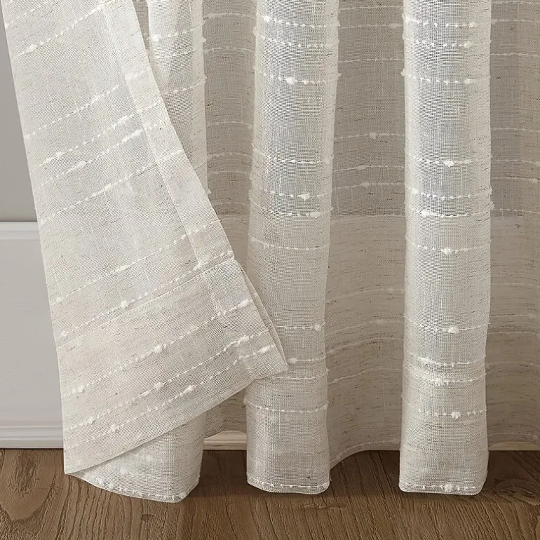Clean Window Clean Window Textured Slub Stripe Rod Pocket Sheer Single Curtain Panel