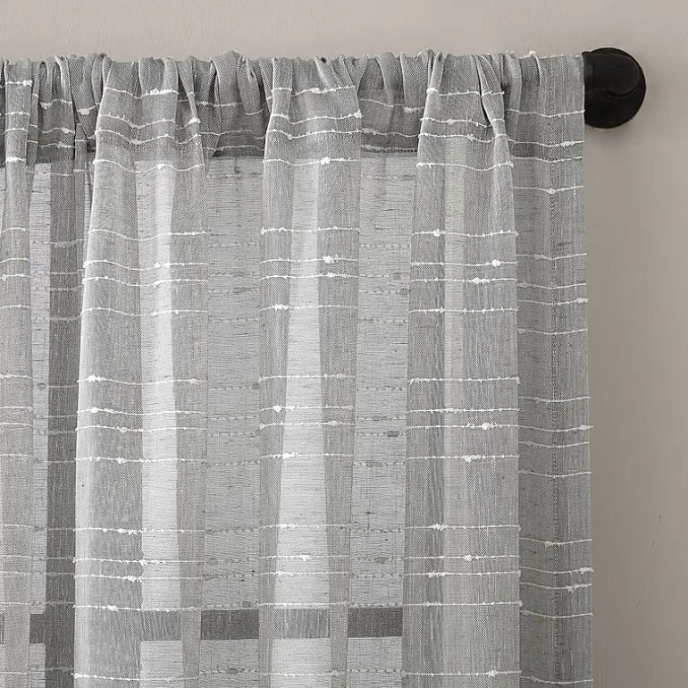 Clean Window Clean Window Textured Slub Stripe Rod Pocket Sheer Single Curtain Panel